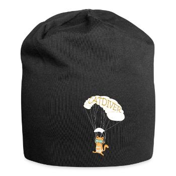 Parachutist T-Shirt Present for Skydiver Cat - Jersey-Beanie - Schwarz - Vorne