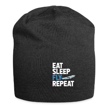 Pilot plane flight flying air gift - Jersey Beanie - charcoal grey - Front