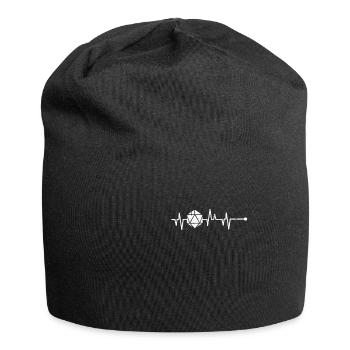 D20 Herzfrequenz Herzschlag Puls Dungeon Geschenk - Jersey-Beanie - Schwarz - Vorne
