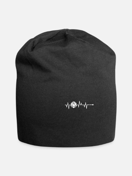 D20 Fréquence cardiaque Rythme cardiaque Dungeon Cadeau - Bonnet en jersey - noir