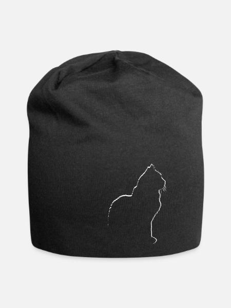 Katze Katzen Kitten Silhouette Grafik Geschenk - Jersey-Beanie - Schwarz