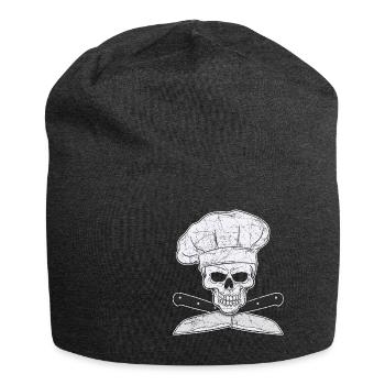 Grilling chef cook chef skull knife gift - Jersey Beanie - charcoal grey - Front