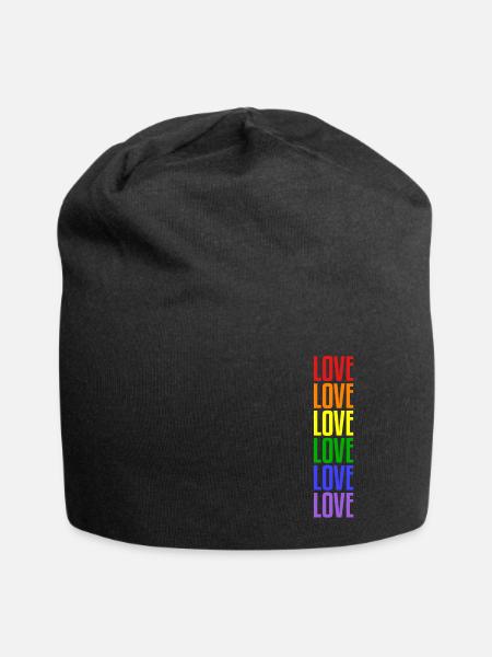 Love Love Love | Gay Pride, Homosexuell, LGBT - Jersey-Beanie - Schwarz