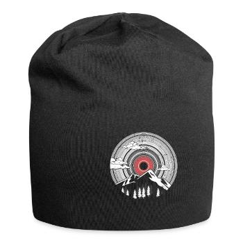 Disque vinyle montagne cadeau de randonnée - Bonnet en jersey - noir - Devant
