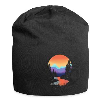 Berge Berg Natur Wandern Bergsteigen Geschenk - Jersey-Beanie - Schwarz - Vorne