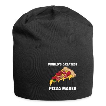 Pizza Pizzer Pizzeria Italien Salami Käse Geschenk - Jersey-Beanie - Schwarz - Vorne