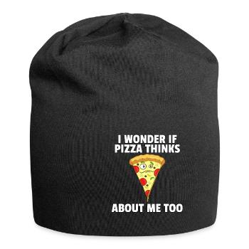 Pizza Pizzer Pizzeria Italien Salami Käse Geschenk - Jersey-Beanie - Schwarz - Vorne