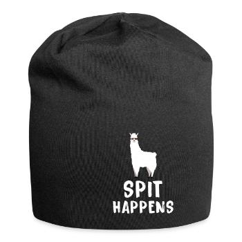 Alpaka - Jersey-Beanie - Schwarz - Vorne