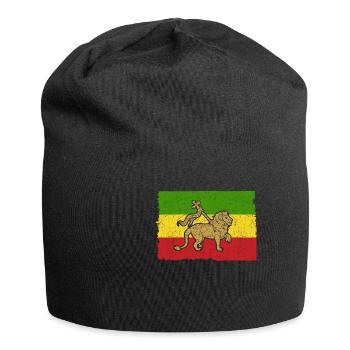 Reggae Rasta Rastafari Löwe Flagge Geschenk - Jersey-Beanie - Schwarz - Vorne