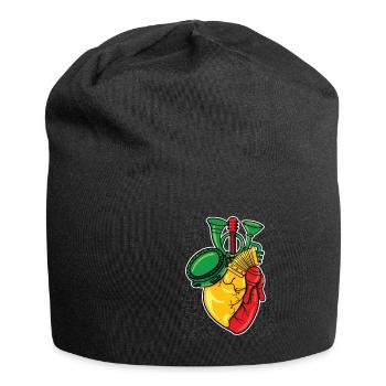 Reggae Rasta Rastafari Musikinstrumente Geschenk - Jersey-Beanie - Schwarz - Vorne