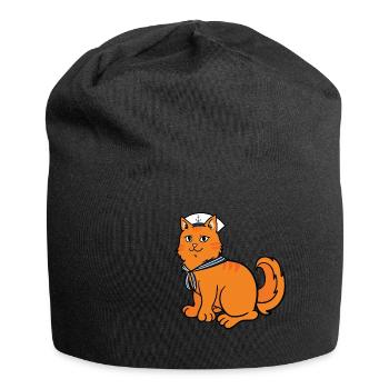 Sailing sailboat sailor cat kitten gift - Jersey Beanie - black - Front
