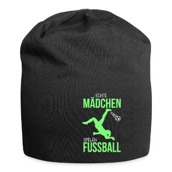 Echte Mädchen Spielen Fussball Frauenfußball - Jersey-Beanie - Schwarz - Vorne