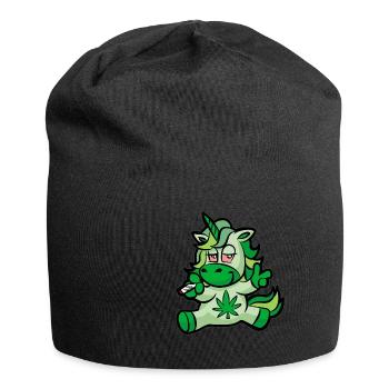Smoking Unicorn Weed Stoner 420 - Jersey Beanie - black - Front