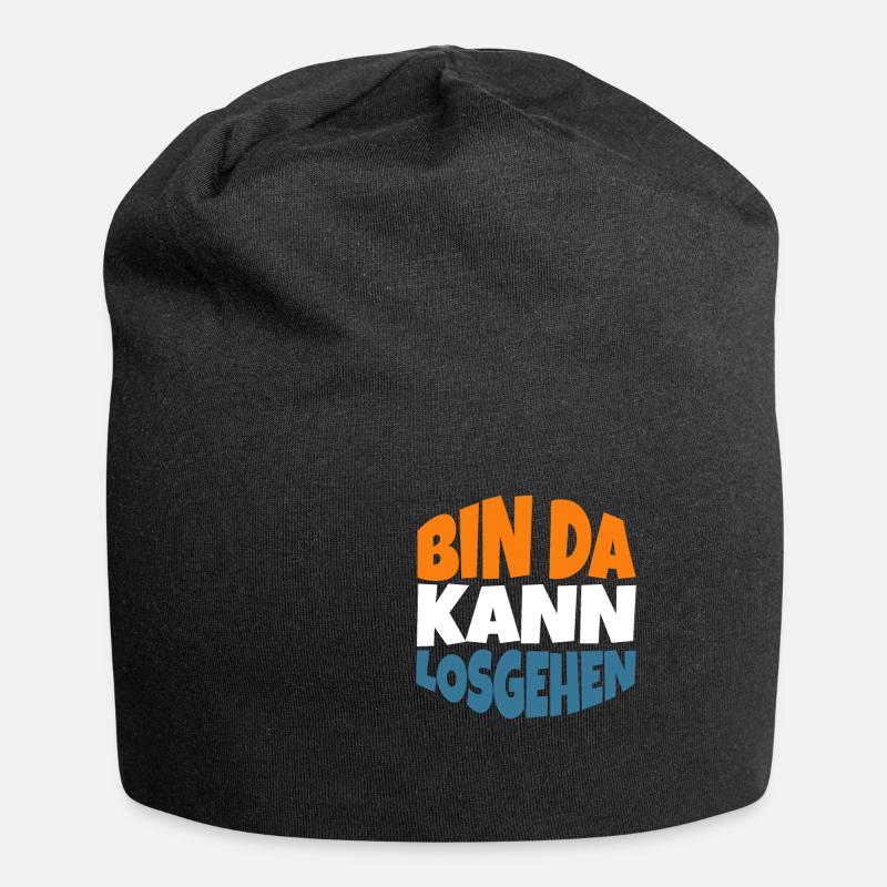 Lustig Spruch Party Bin Da kann losgehen - Jersey-Beanie - Schwarz