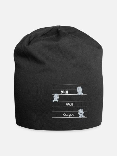 Flusspferd – Hippopotamus - Hippo - Lachen - Jersey-Beanie - Schwarz