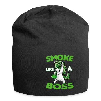 SMOKE LIKE A BOSS Licorne fumante Weed Kiffer - Bonnet en jersey - noir - Devant