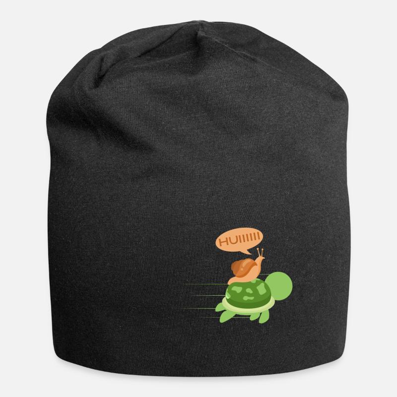 Lustige Schnecke auf einer Schildkröte Geschenk - Jersey-Beanie - Schwarz