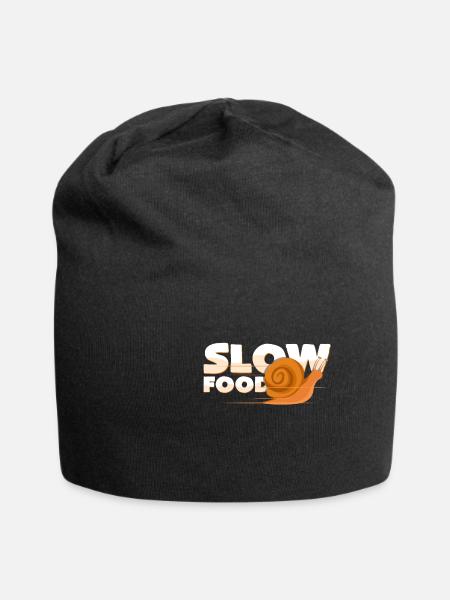 Langsame Nahrung - Jersey-Beanie - Schwarz