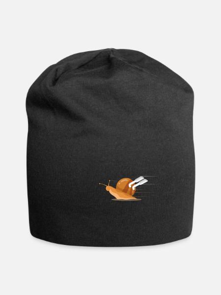 Lustige schnelle Schnecke mit doppeltem Auspuff - Jersey-Beanie - Schwarz