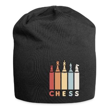 CHESS RETRO Schachspieler Schachfiguren Schach - Jersey-Beanie - Schwarz - Vorne