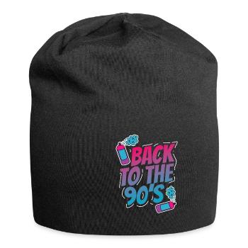 90er Jahre Party Outfit Kostüm Klamotten Kassette - Jersey-Beanie - Schwarz - Vorne