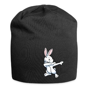 Rabbit Bunnies Dwarf Rabbit Dabbing Dance Gift - Jersey Beanie - black - Front