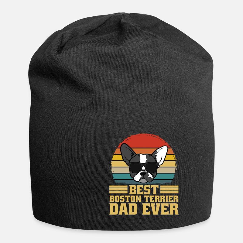 Boston Terrier Hund Vater Papa Dad Ever Geschenk - Jersey-Beanie - Schwarz