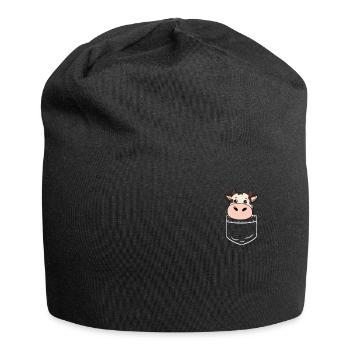 Kuh Kühe Kalb Pocket Tasche Hemd Lustig Geschenk - Jersey-Beanie - Schwarz - Vorne
