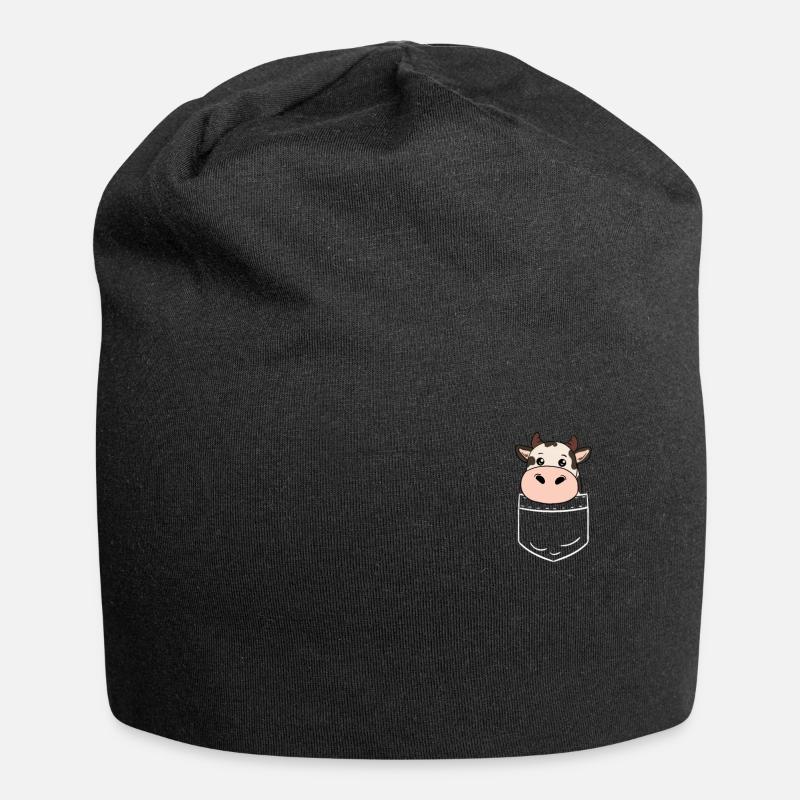 Kuh Kühe Kalb Pocket Tasche Hemd Lustig Geschenk - Jersey-Beanie - Schwarz