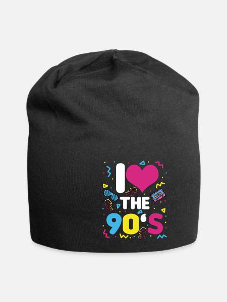 I LOVE 90 90s 1990 Retro Vintage - Jersey Beanie - black
