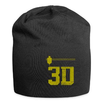 3D-Druck 3D-Druck 3D-Druck - Jersey-Beanie - Schwarz - Vorne