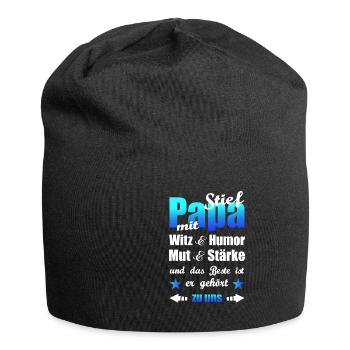 Geschenk für den besten Stiefpapa Stiefvater - Jersey-Beanie - Schwarz - Vorne