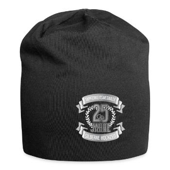 25. Hochzeitstag Silberhochzeit Ehepaar Medaille - Jersey-Beanie - Schwarz - Vorne