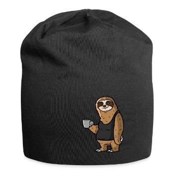 Sloth drinks coffee - Jersey Beanie - black - Front