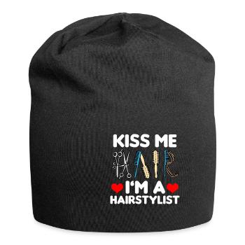 Kiss Me I'm a hairdresser hairdresser funny - Jersey Beanie - black - Front