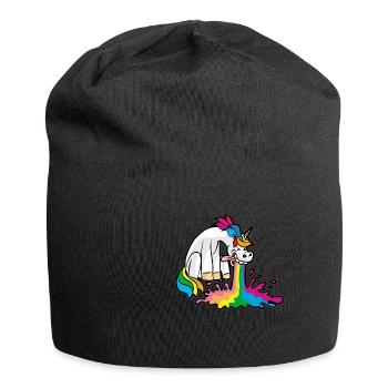 Kotzendes Einhorn Kotze Übergeben Brechen lustig - Jersey-Beanie - Schwarz - Vorne