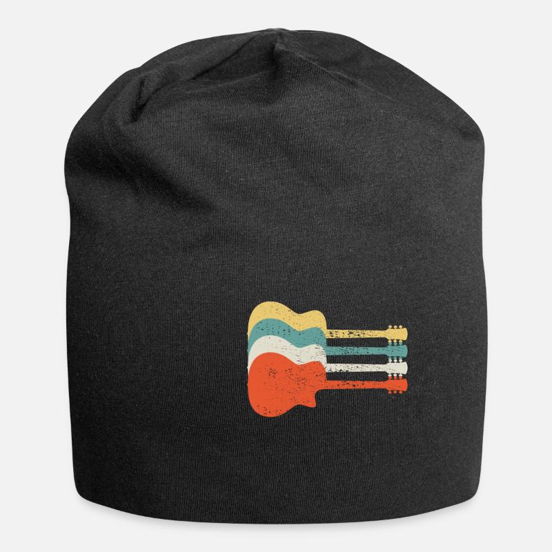 Gitarren-Retro - Jersey-Beanie - Schwarz
