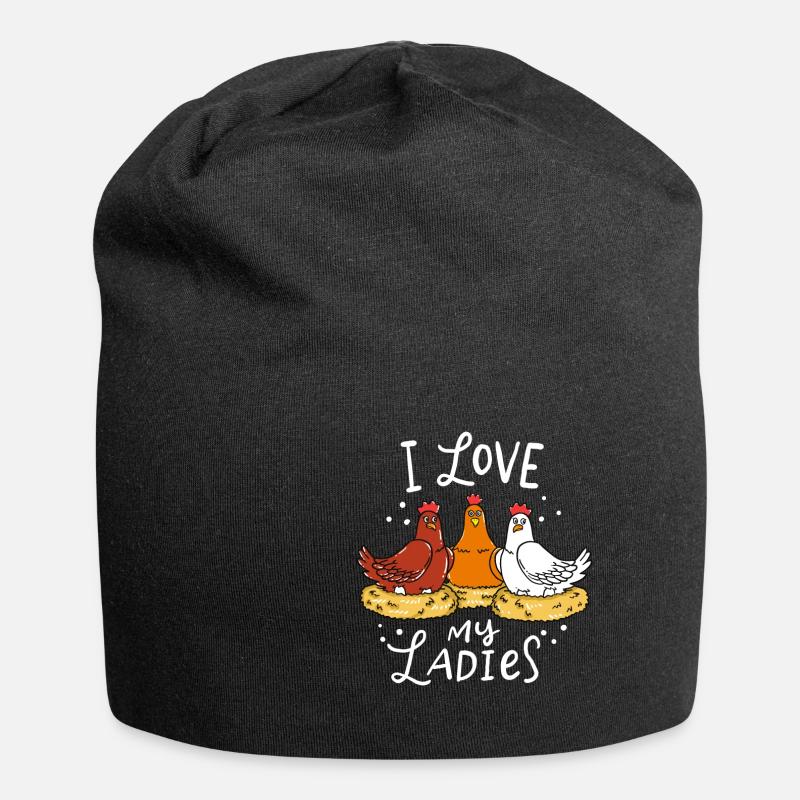 Huhn - Jersey-Beanie - Schwarz