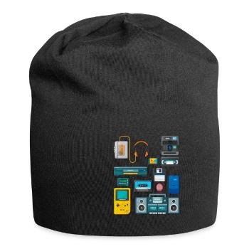 90s party outfit costume clothes cassette - Jersey Beanie - black - Front