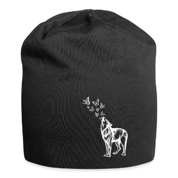 Wolf and butterflies - Jersey Beanie - black - Front