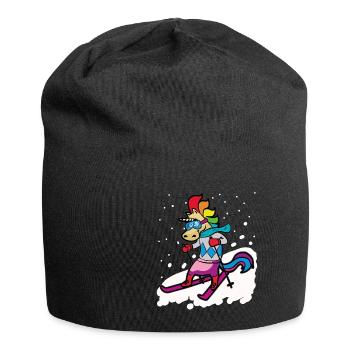 Skifahrendes Einhorn Ski Fahrer Skiurlaub - Jersey-Beanie - Schwarz - Vorne