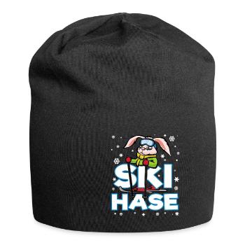SKI HASE Skihase Schneehase Schnee Häschen - Jersey-Beanie - Schwarz - Vorne