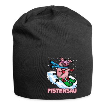 Pistensau Pisten Sau Ski fahrendes Schwein - Jersey-Beanie - Schwarz - Vorne