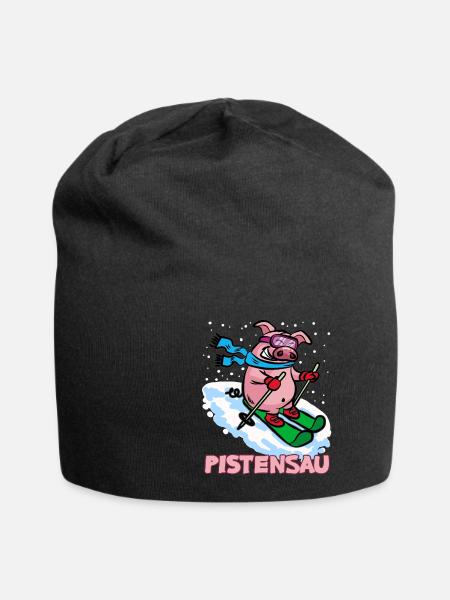 Pistensau Pisten Sau Ski fahrendes Schwein - Jersey-Beanie - Schwarz