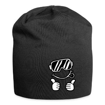 Skifahrer Lächeln Skibrille Lachen Gesicht Urlaub - Jersey-Beanie - Schwarz - Vorne