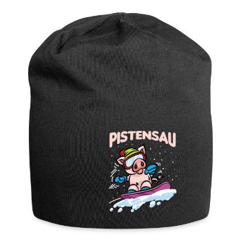 PISTENSAU Snowboard Schweinchen Pisten Sau - Jersey-Beanie - Schwarz - Vorne