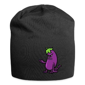 Auberginen-Monster Eggplant Monster - Jersey-Beanie - Schwarz - Vorne