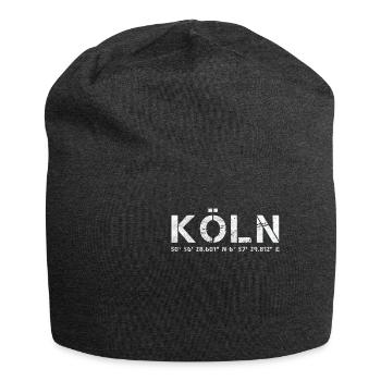 Köln, GPS Koordinaten, Kölner Dom Geschenk - Jersey-Beanie - Anthrazit - Vorne