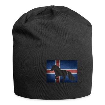 Islandpferd Flagge Island Reiter Geschenkidee - Jersey-Beanie - Schwarz - Vorne