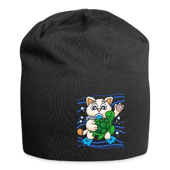 KITTY WITH SEA TURTLE - Jersey-Beanie - Schwarz - Vorne